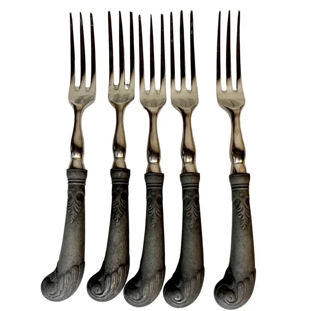 Set of 5 Place Settings RWP Wilton Armetale Bishop Pewter Stainless Flatware